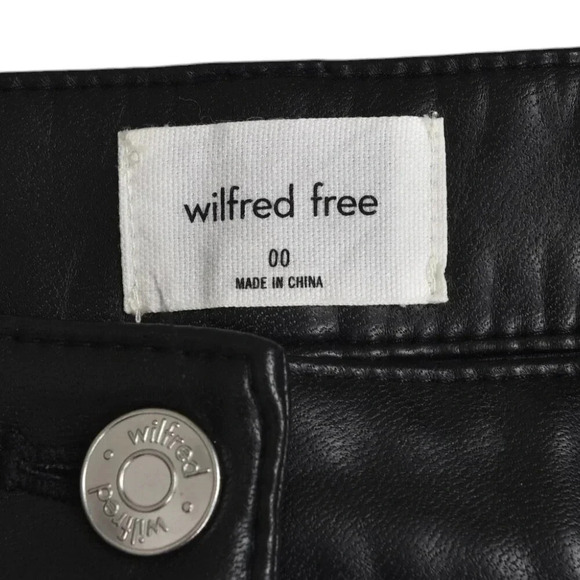 Aritzia Wilfred Free Faux Leather Leggings Pant Black Charm High Rise Size 00 - Picture 11 of 12